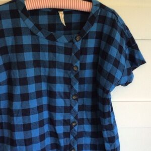 Blue Checkered Button Down Shirt